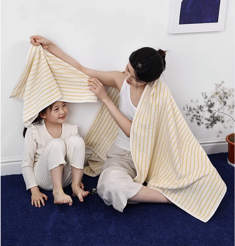 Description Picture 4 of item1PC Towel Striped Geometric Rhombuses Cotton Towels Soft Absorbent Face Towel Combed Long Staple Kids Hands Towel Adult Bath
