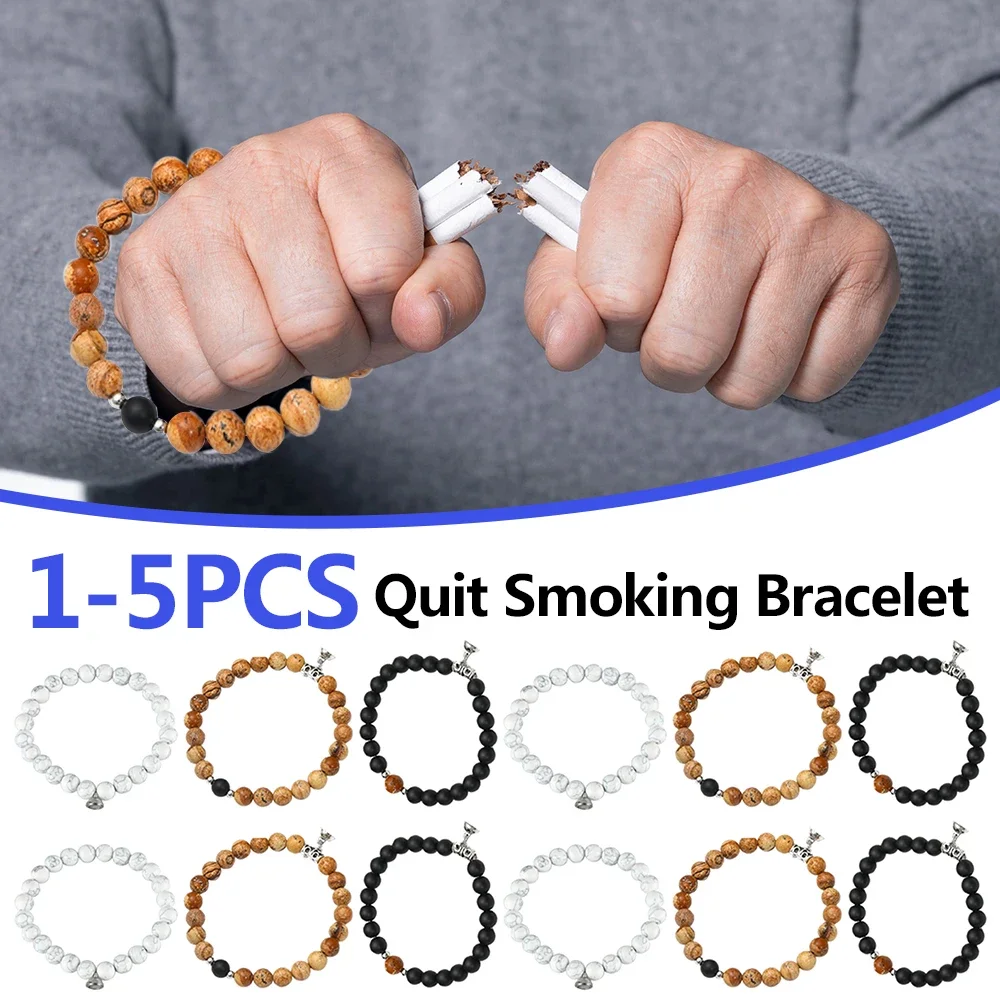 Refuses Nicotine Bracelet 1-5pcs For Men Women Anti-anxiety Natural Stone Jewelry Smoking Cessation Bracelet Fashion Gifts smoking cessation bracelet