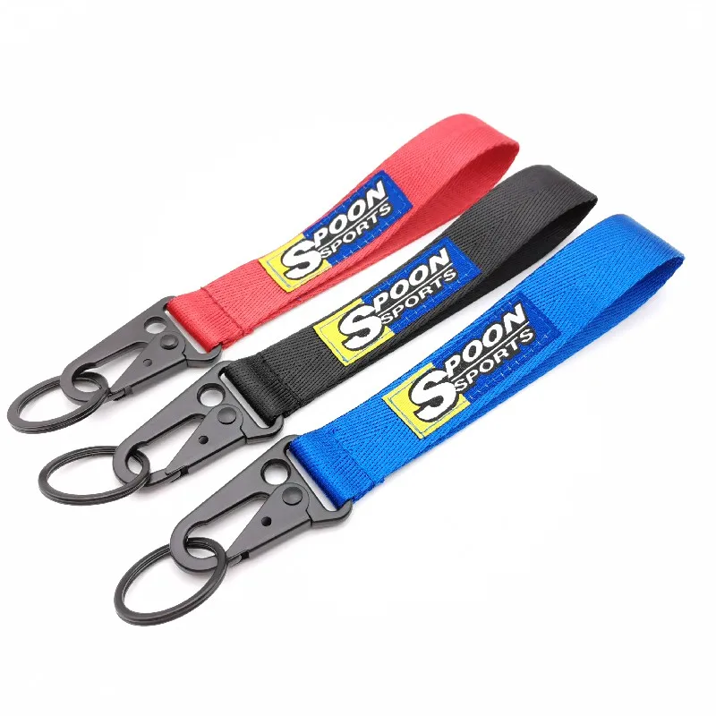 

Car Keychain Woven Label Nylon Lanyard Decoration Keyring Keyfob For Spoon Sports Honda Civic Fit Dio Motorcycle Accessories