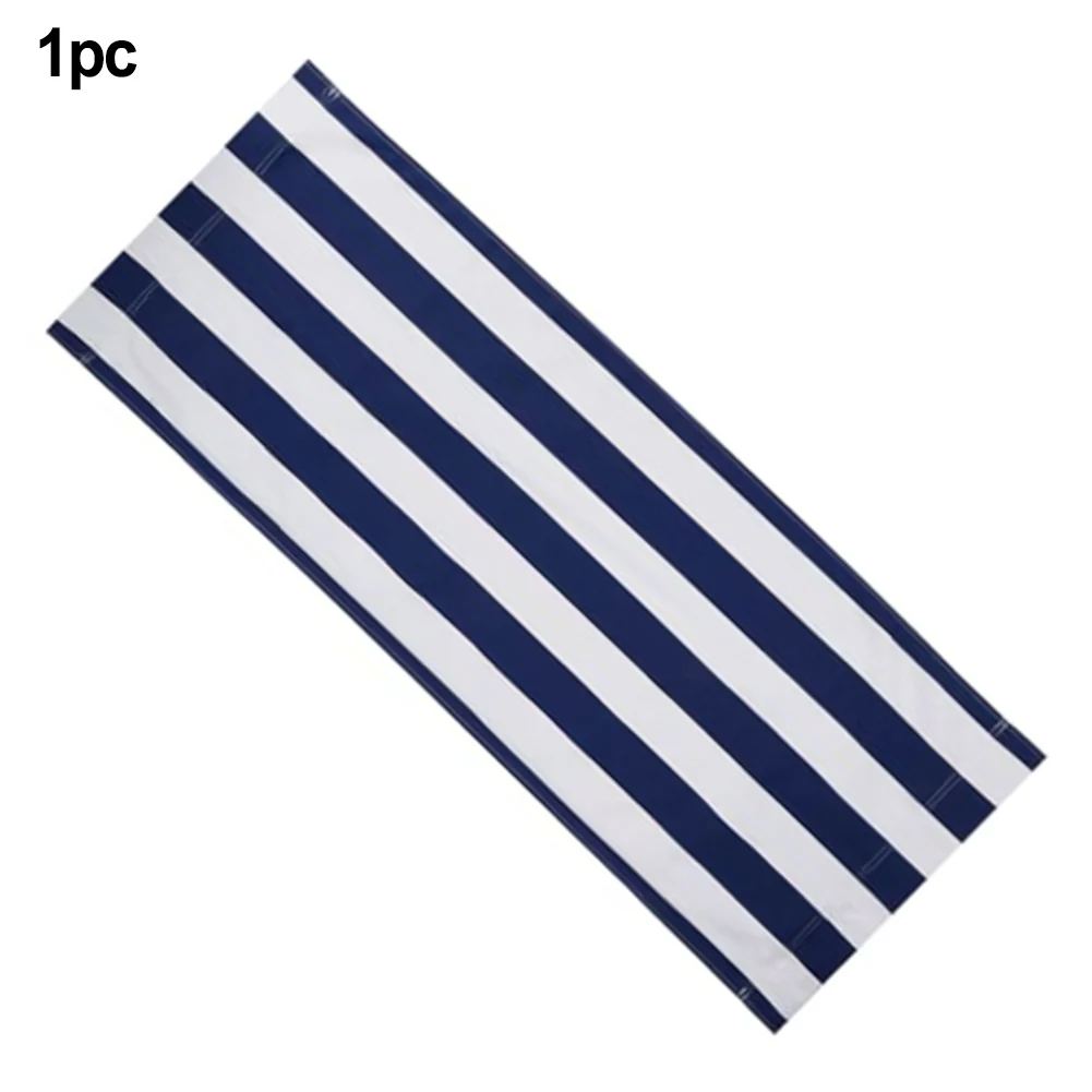 Portable Beach Lounger Replacement Cloth Wear Resistant Polyester Fabric Easy to Roll Up 120x44 cm White and Blue