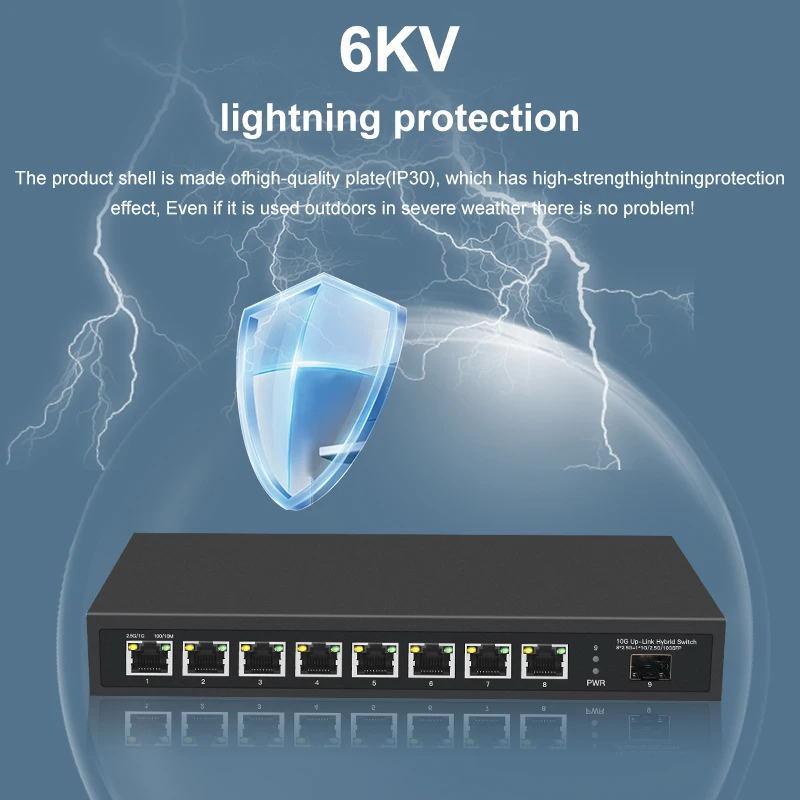 Interruptor de Rede Onti-ethernet Portas 2.5 Gbase-t 10gigabit Uplink Hub Plug And Play Divisor de Internet Fanless 2.5g - Imagem 6