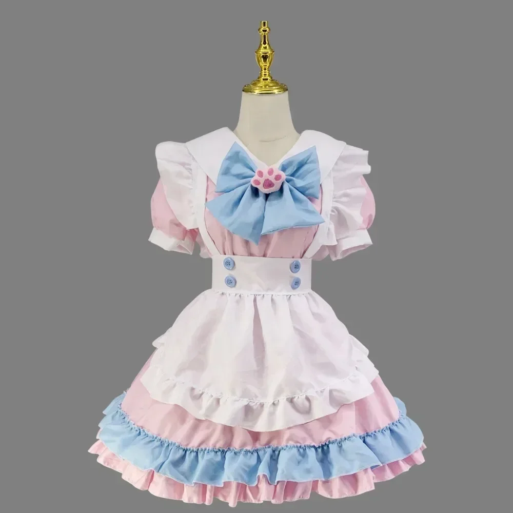 S-5XL Maid Outfit Super Cute Big Bow Lolita Dress Women's Clothing Boss Pink Blue Cute Skirt Popular and Fashionable