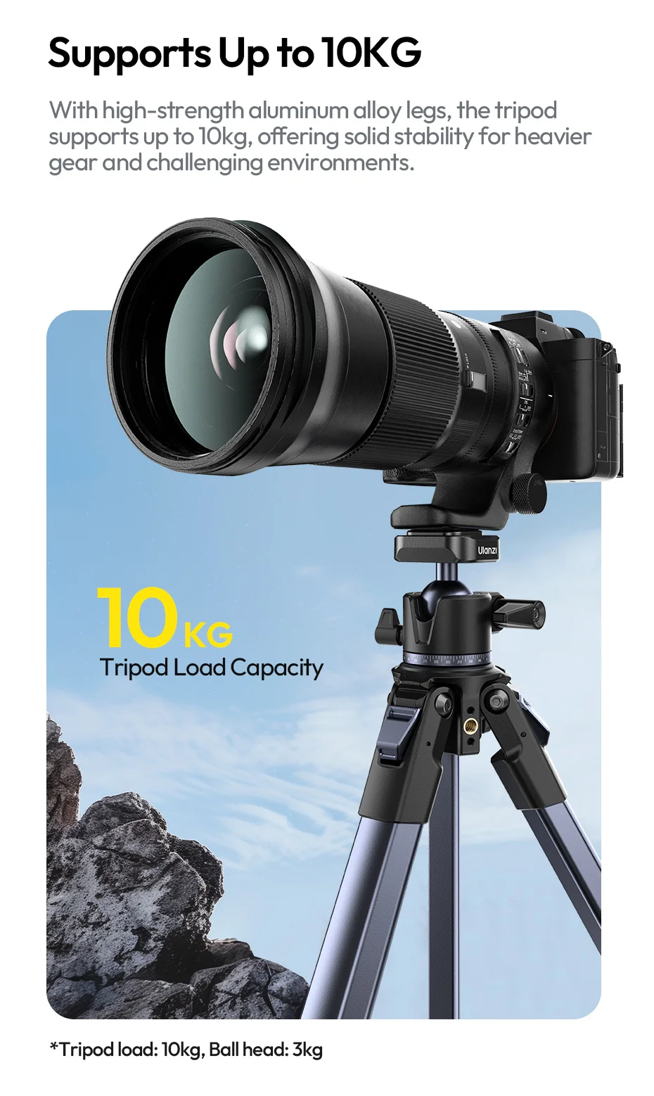 Travel Tripod Portable Metal Tripod 0.48-1.56M UKA QR Plate Tripod for Camera Sm