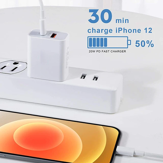 Dual USB Fast Phone Charger 20W Cargador PD Type C USB Charger for Apple  Iphone 15