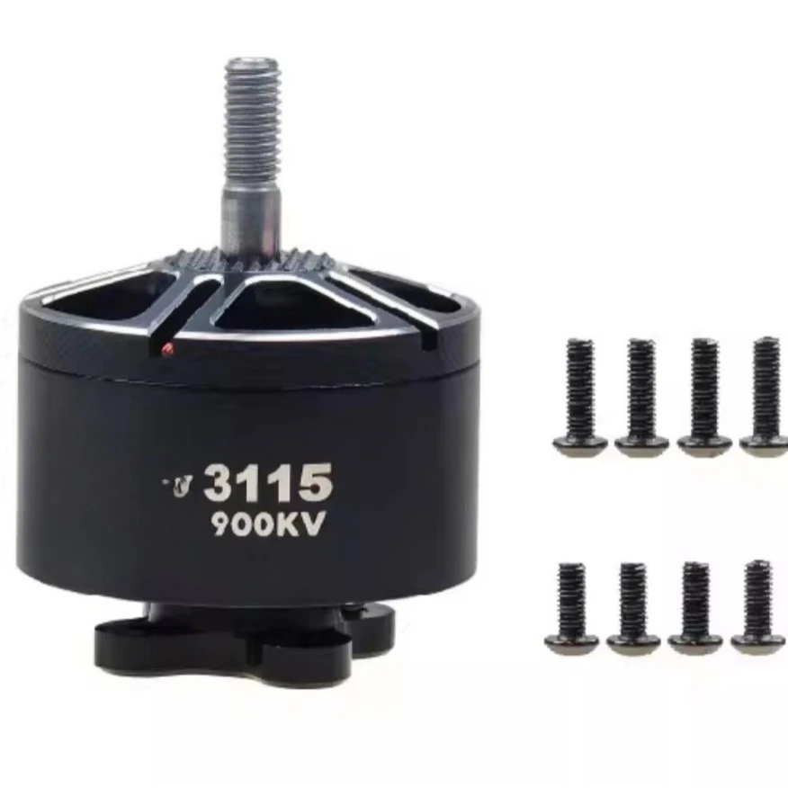 Moteur brushless 1200KV pour quadcopter RC, avec support de montage et vis incluses, sur fond noir.