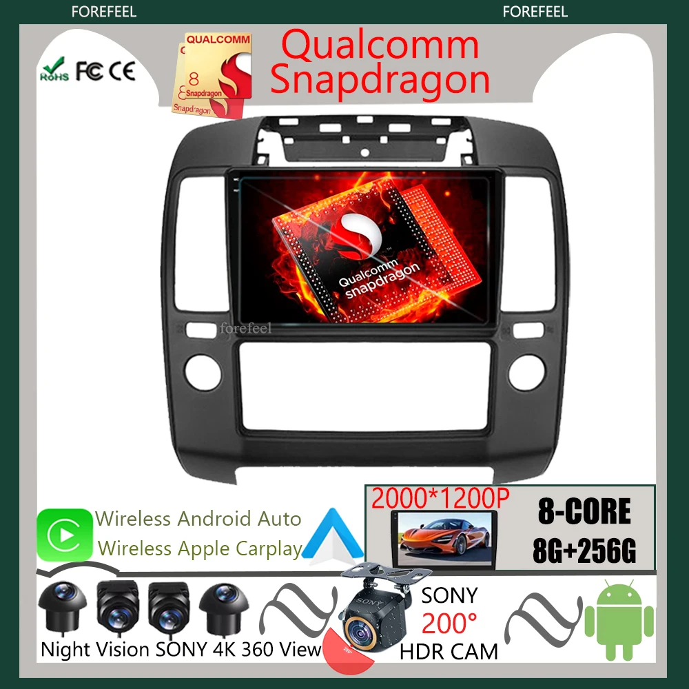 

Android Car For Nissan Navara 3 D40 2004 2005 2006 2007 2008 Qualcomm GPS Bluetooth QLED Wireless Stereo Multimedia WIFI BT DVD