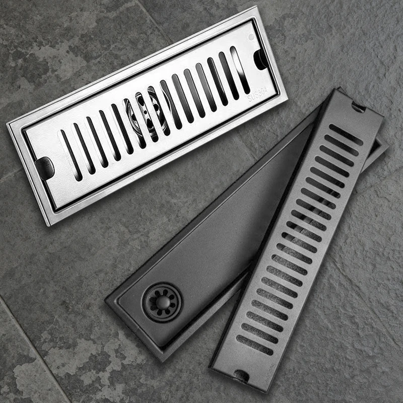 ท่อระบายน้ําชั้นยาวห้องน้ําสแตนเลส 304 หนาความจุขนาดใหญ่ห้องอาบน้ําป้องกันกลิ่นสี่เหลี่ยม 1