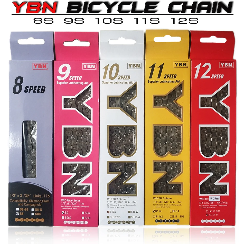 YBN Bike Chains MTB Mountain Road Bike Chains 11 Speed Hollow Bicycle Chain 116 Links Silver S11S S12S for M7000 XT 10 speed mtb mountain bike road chain x10el silver hollow chain 116l with link 10 20 30 speed bicycle chain