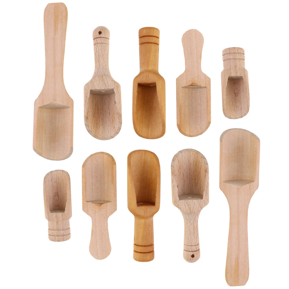 

2/3/5/6/8/10/12/15pcs Wooden Handle Small Salt Shovel Scoop Teaspoon Ground Milk Coffee Scoops Condiment
