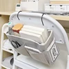Bedhead hanging basket Cotton and linen fabric Bedside sofa hanging storage bag Bedside shelf Dormitory and apartment storage 4