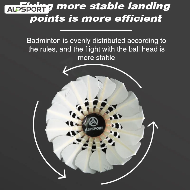 Alpsport 303 badminton shuttlecock badminton ball feather shuttlecock 3/6/9 tubes White Goose Feather Badminton Training ball Smooth Speed Outdoor Sports Equipment Shuttlecock