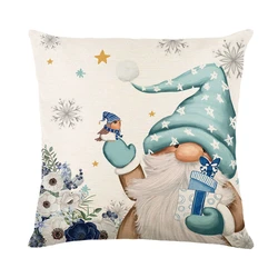 Festive Linen Christmas Pillow Cover - 45x45cm Throw Pillowcase (27)