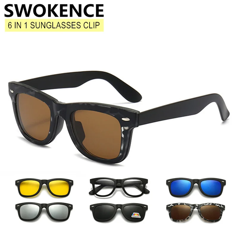 

6 в 1 очки по рецепту и магнитные зажимы для солнцезащитных очков для женщин и мужчин 5 зажимов разных цветов универсальный набор для очков S503