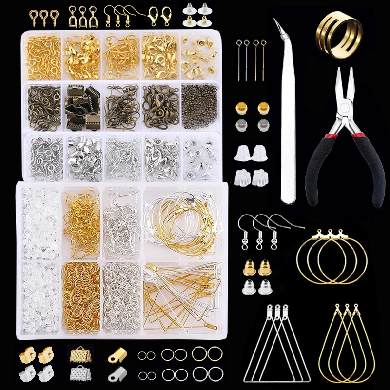 Jewelry Making Supplies Kit Plier Earing Hooks Open Jump Rings Lobster  Clasps Crimp Beads DIY Jewelry Tools Accessories Sets