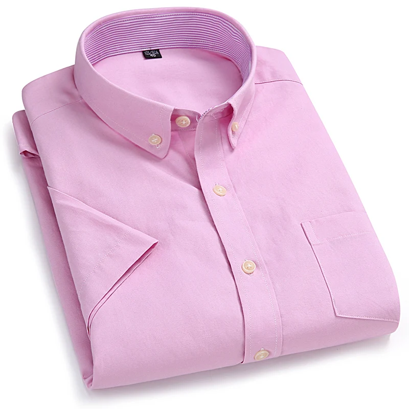 Men's new short sleeve thin shirt Oxford woven shirt breathable business leisure free ironing spring and summer slim fit 2