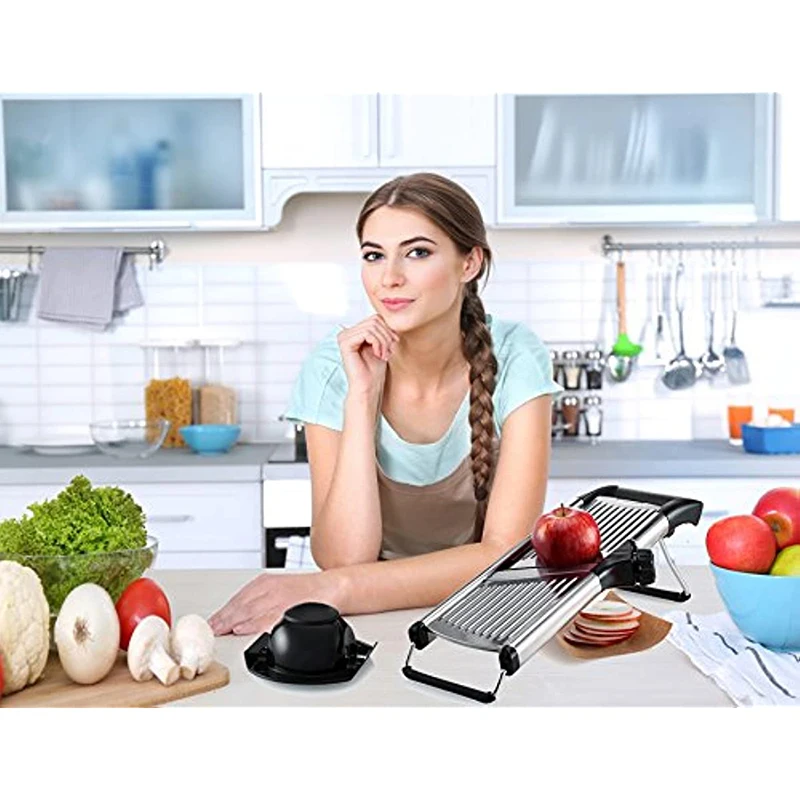 Vegetable Slicer Vegetable Cutter Potato Slicer Multifunctional Mandoline Vegetable Cutter Stainless Steel Potato Slicer Adjustable Veget Onion Grater Kitchen Tool Accessories