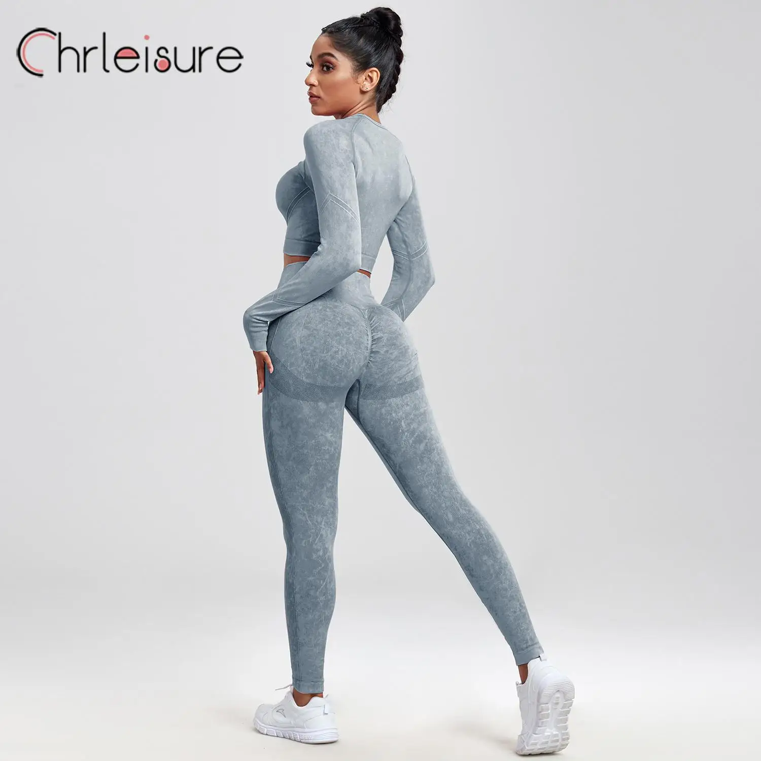 1/2Pcs Women Yoga Set Seamless Fitness Long Sleeve Top Push Up Sports High Waist Fashion Leggings Suit sports bra set gym workout set yoga pants set yoga set fitness set sportswear set sports set