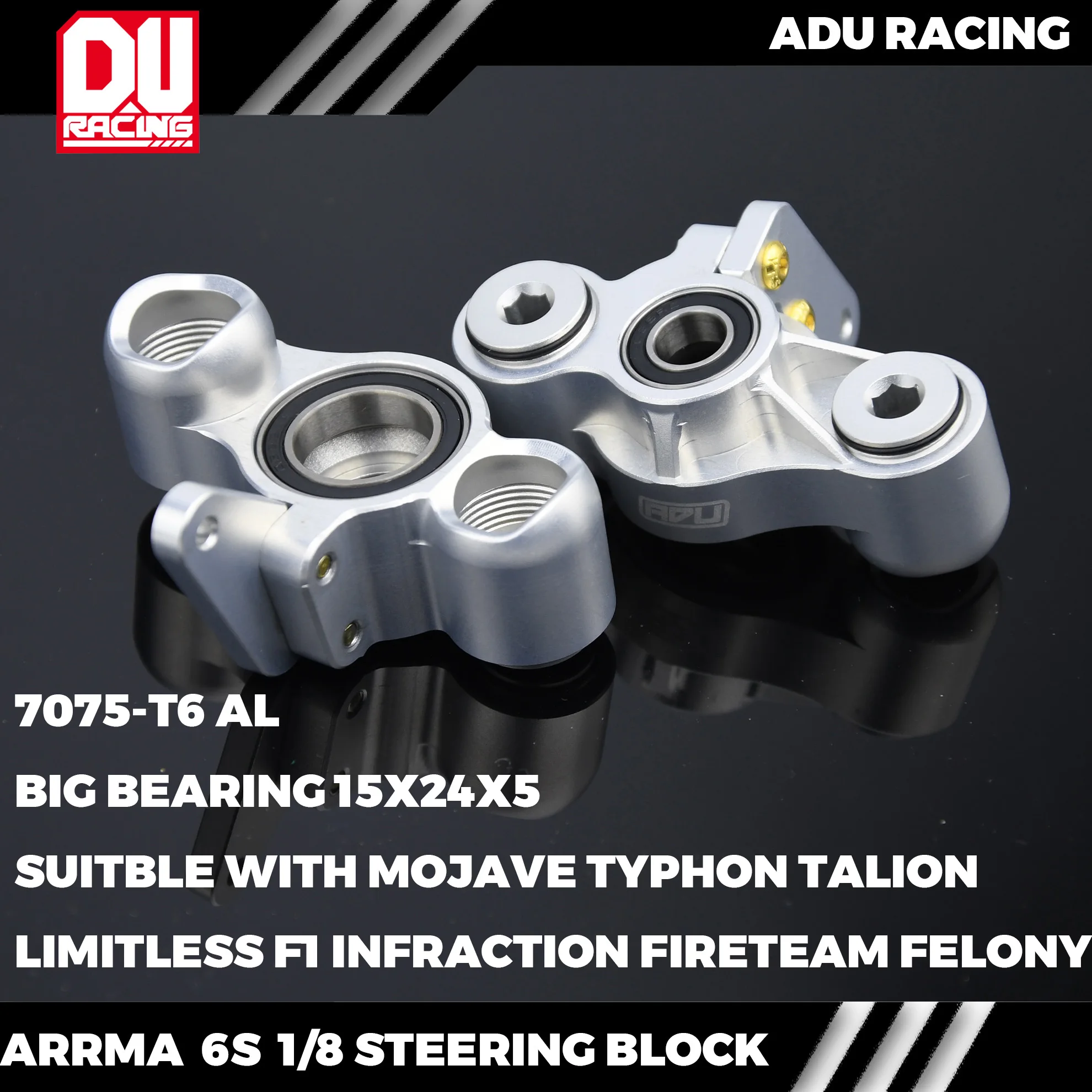 RC Car Parts ADU Racing STEERING BLOCK FRONT CNC 7075 T6 ALUMINUM FOR ARRMA 6S TYPHON MOJAVE FIRETEAM TALION LIMITLESS F1 INFRACTION FELONY