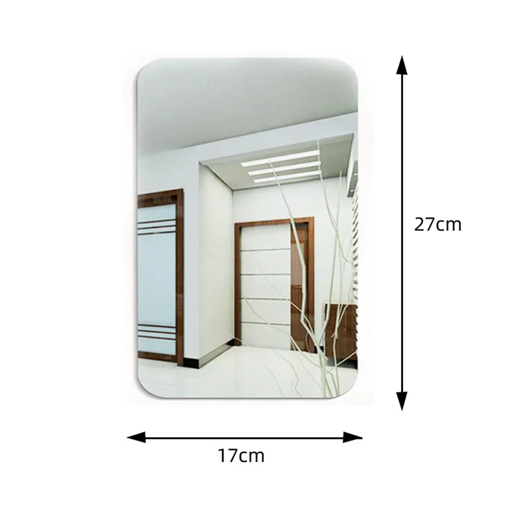 Description Picture 6 of item1x Mirror Wall Sticker Oval Square 3D Acrylic Self Adhesive- Tiles Sticker For Bathroom Make Up Mirror Sticker Home Decor
