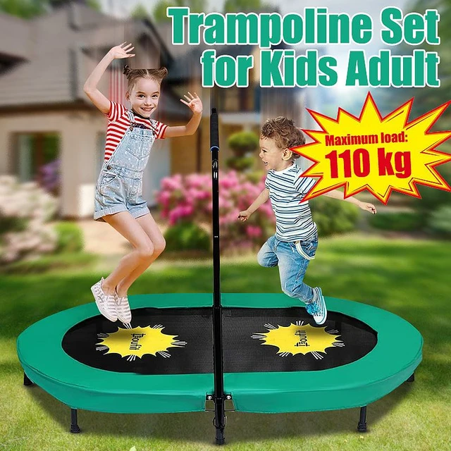 I første omgang Resistente slutningen Doufit 220 Lbs Indoor Trampoline with Adjustable Handle Double Small  Trampoline for Toddler Jump Exercise for