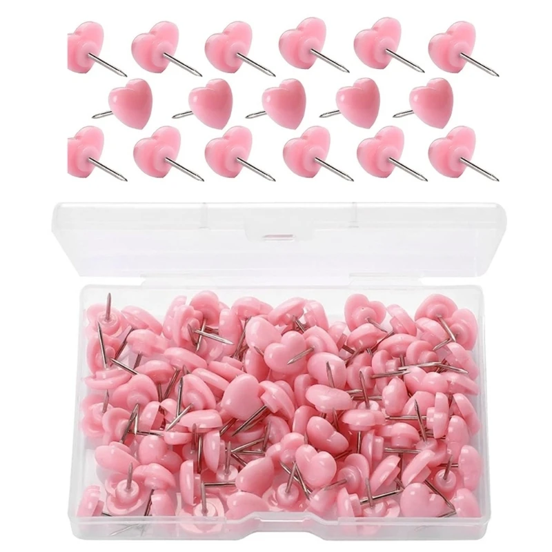 Map Heart Push Pins 100 Pcs for World Maps Cork Boards