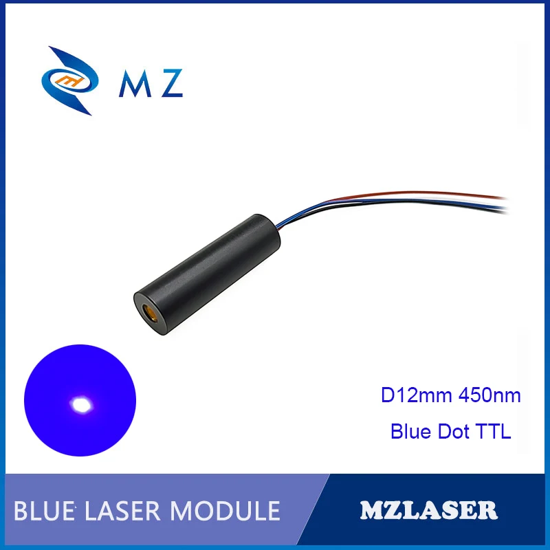 

High Quality Compact D12mm 450nm 50mw TTL/PWM Glass Lens Blue Dot Laser Diode Module Industrial Grade