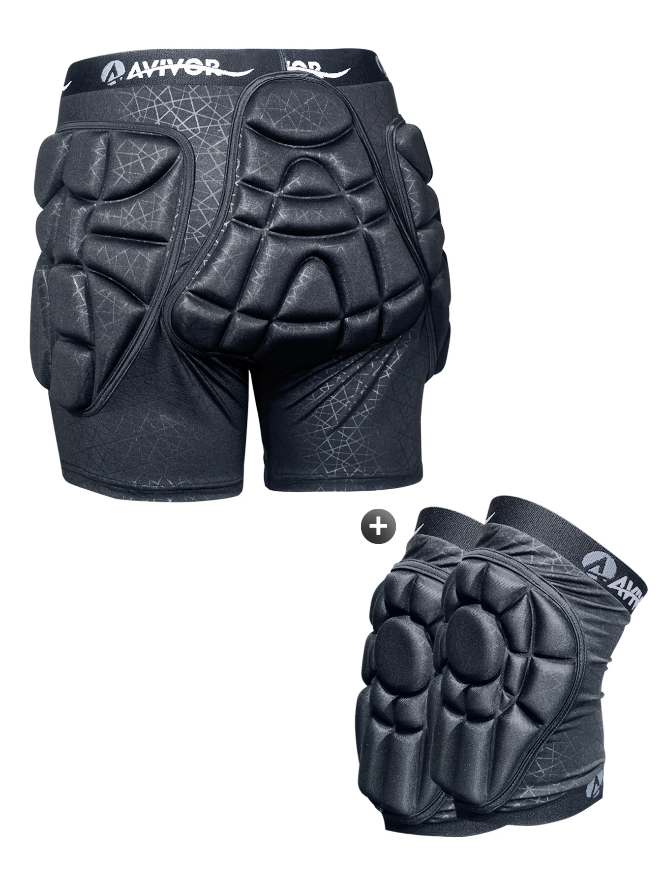 AVIVOR Uni-sex Padded Shorts & Knee Pads Set Butt Protection for Snowboard/Ski/Skating (Impact-Resistant Protective Gear)