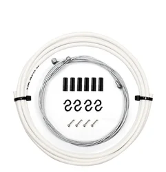 Premium Bicycle Brake Cable Housing Set with Derailleur Shifter Lever Cable and Cable Cap (Brake White 5mm)