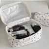 Fashion Cherry Tote Women Makeup Bag Portable Cute Ladies Cosmetic Toiletry Storage Pouch Handbag Cotton Quilted Zipper Bag 5
