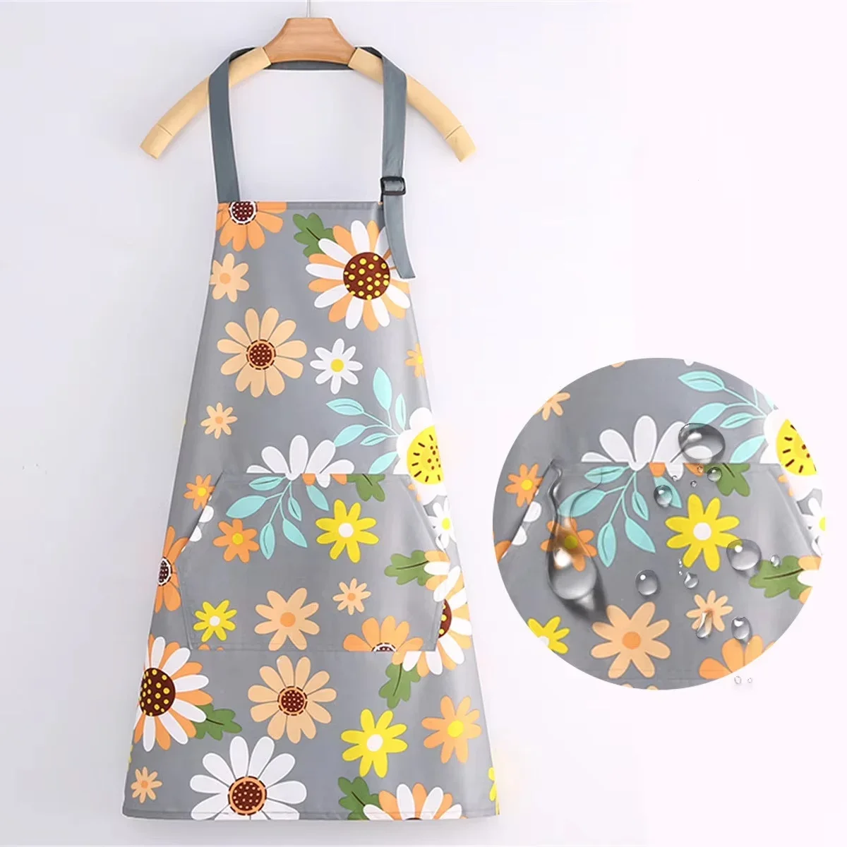 1pc Cartoon Sunflower Apron, Summer Thin, Adjustable Strap, Oil Proof, Women'S Sleeveless Kitchen Apron