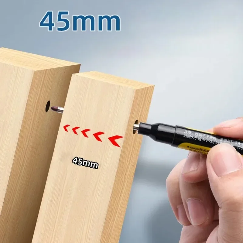 12-1Pcs Multi-Purpose 45mm Deep Drill Hole Long Nibs Waterproof Marker Pens for Bathroom Woodworking Long Head Carpenter Pen 3