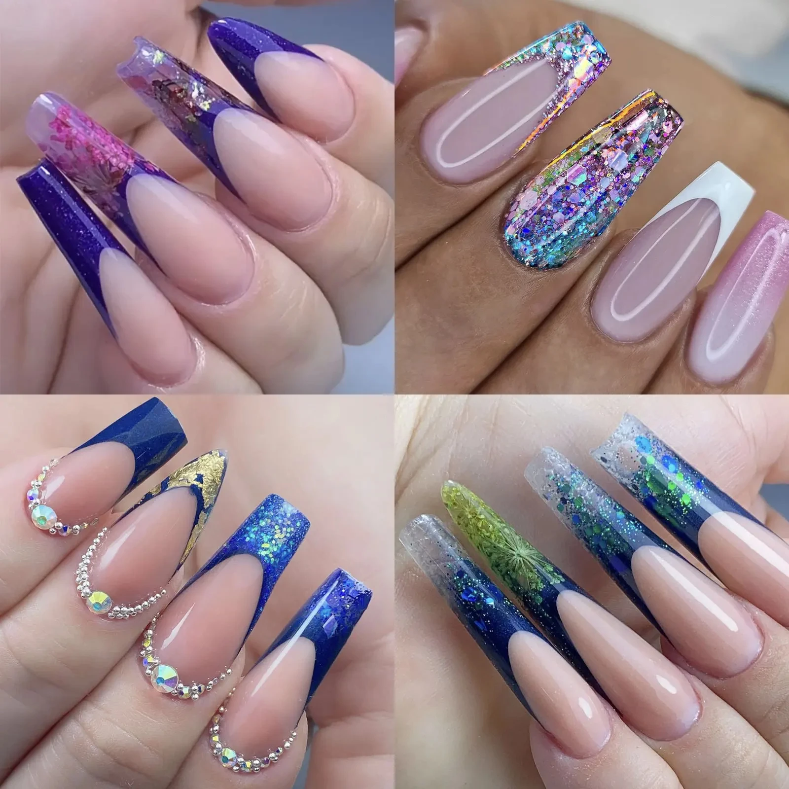 12Pcs/sheet Reused Soft silicone Pad French Line Nal Forma Dual Sticker Poly Nail Gel Duet System Dual Form for French Manicure 5