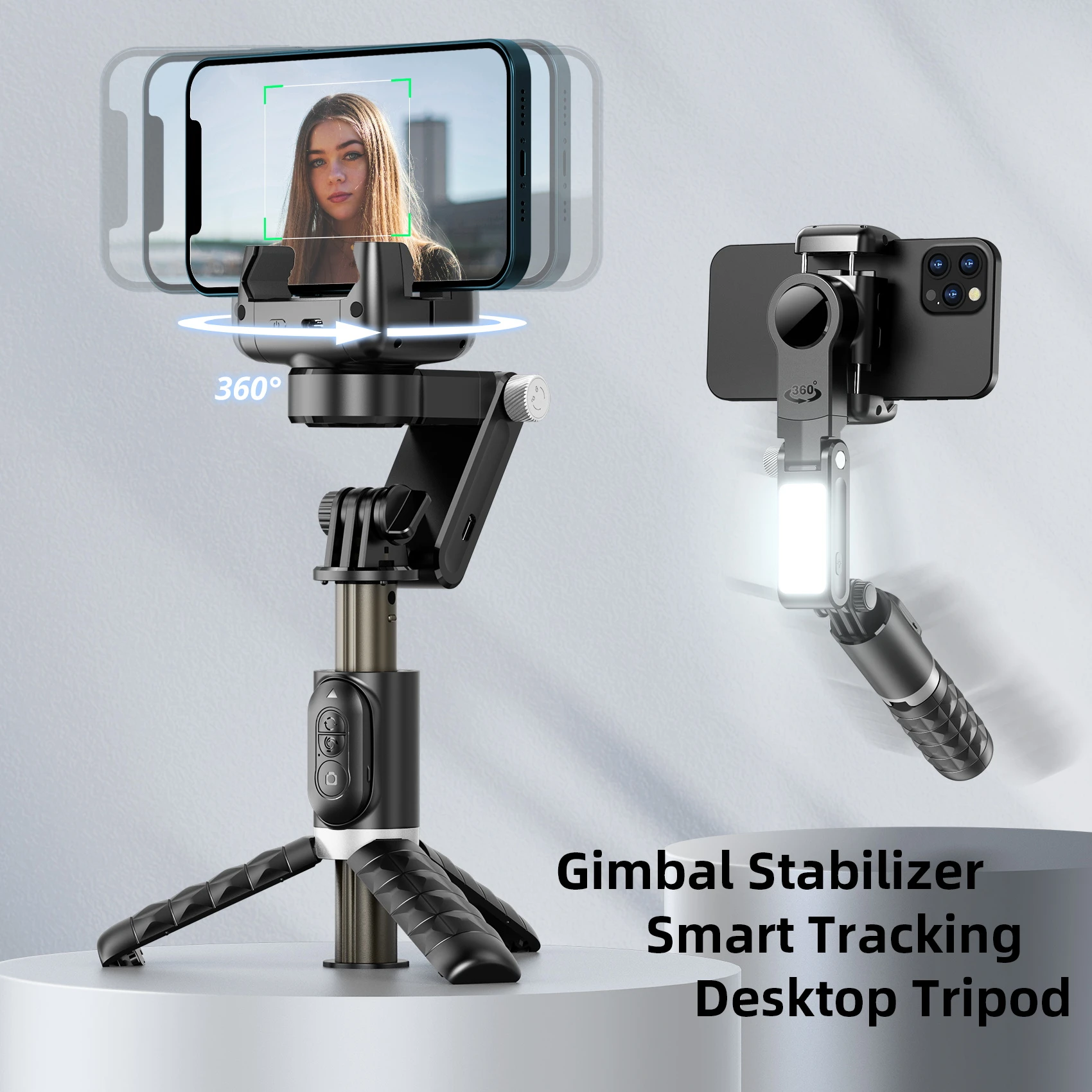 Desktop Handheld Gimbal Stabilizer Fill Light Selfie Stick Tripod