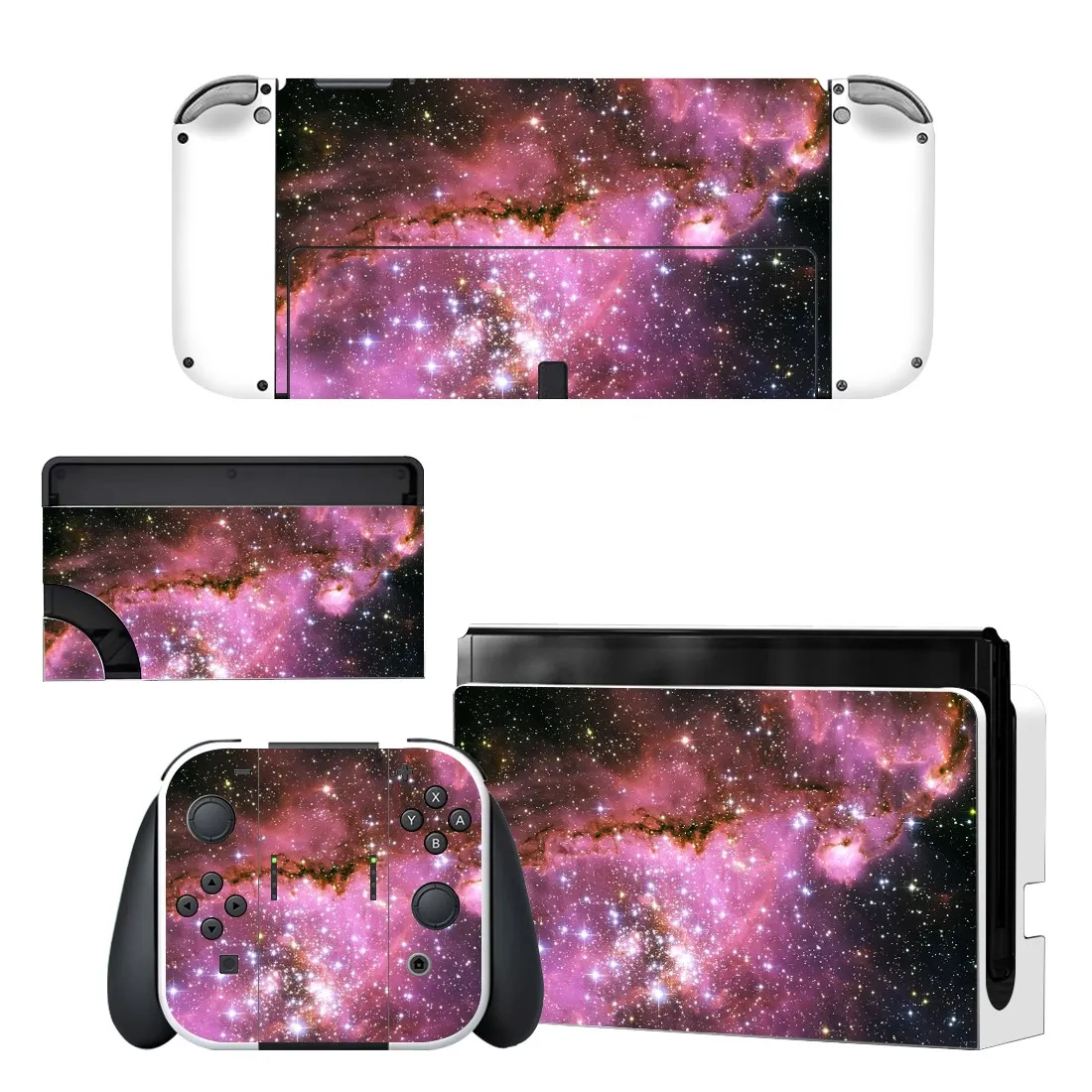 Full Body Protective Cover Skin Decal Compatible Nintendo Switch Oled Game Console Controller Decor 1set Starry Colorful Sticker 