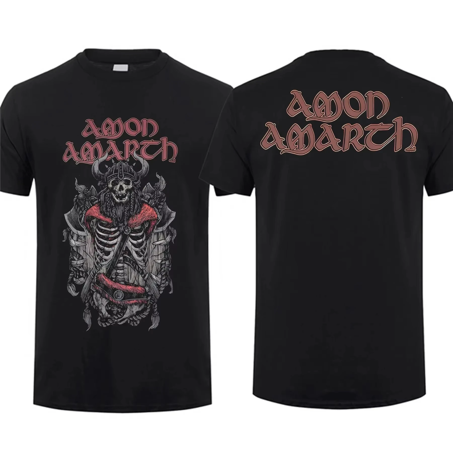 Amon Amarth T Shirt Men Viking Horses Black Double Sided Graphic Oversized Youth Streetwear Fashion