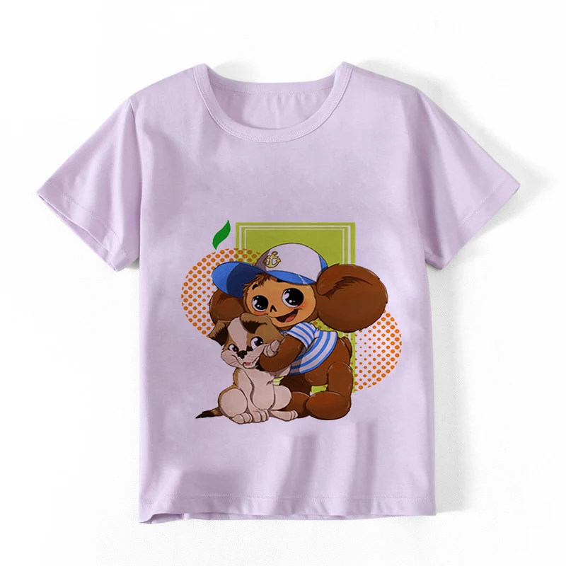 4 Colors 2-9y Children Russian Cartoon Cheburashka Funny T Shirt Summer Baby Boys/Girls Chebu Russia Tops T-shirt Kids Clothes 4