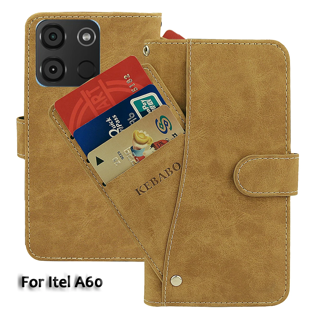 

Vintage Leather Wallet Itel A60 Case 6.6" Flip Luxury Card Slots Cover Magnet Phone Protective Cases Bags