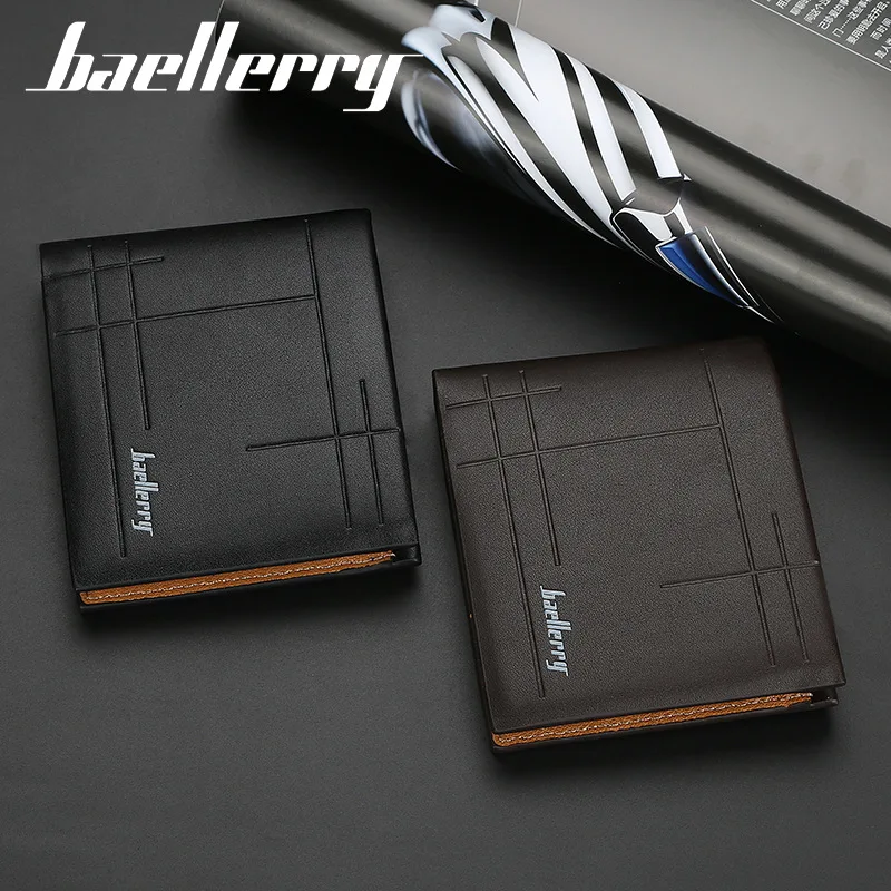 1Pcs/Baellerry Men's Short Wallet, Horizontal Multi-Card Slot Wallet, Business Slim Card Holder, Travel Everyday Carry Wallet