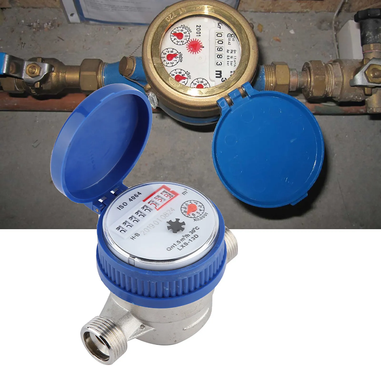 Copper Mechanical Water Meter 15mm 1/2 inch 1.5m3/h 0-40℃
