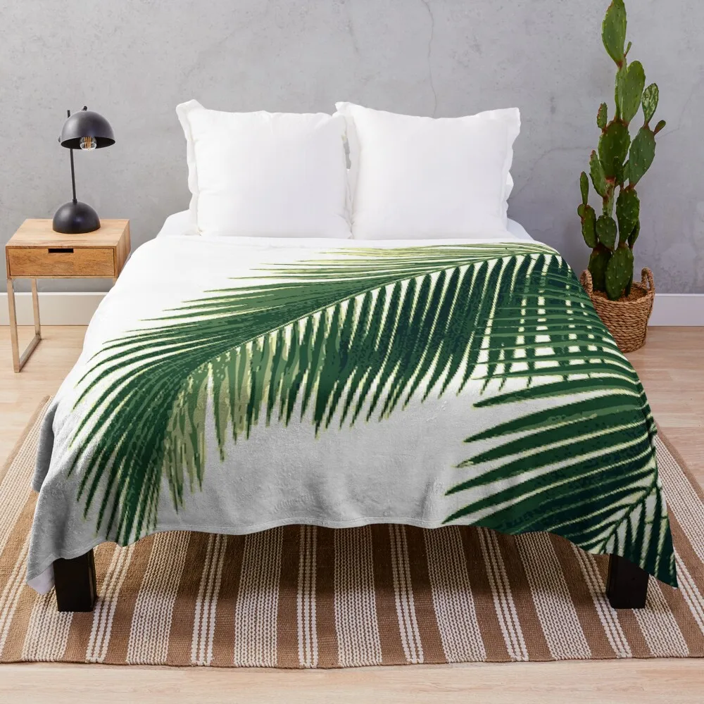 

Tropical Palm Leaves Throw Blanket Soft Plaid Warm heavy to sleep Bed Fashionable decorative Blankets