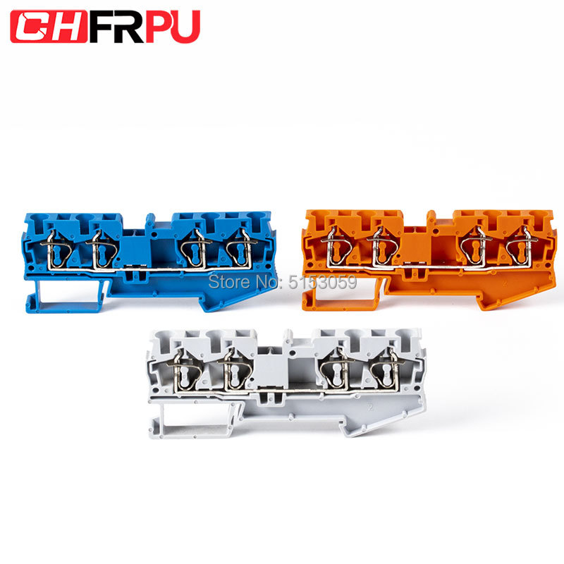 10Pcs ST4-QUATTRO Din Rail terminal block Four conductor spring cage terminal block,two in two out wire terminal block