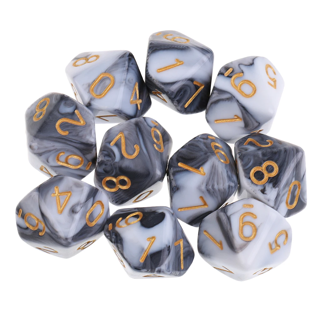 

10pcs 10 Sided Dice D10 Polyhedral Dice for High Quality