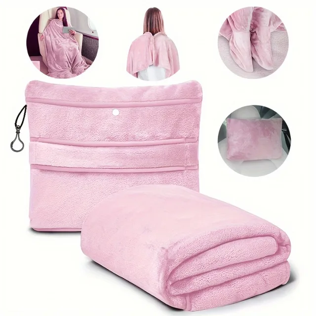Couverture de voyage portable en flanelle avec manches, grande poche, antistatique, pour canapé, TV, pour adultes, Camping en plein air, confortable et paresseux 1