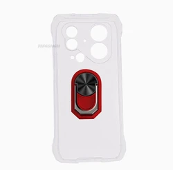 Blackview Oscal Pilot 6 - 6.78 Soft TPU Silicone Phone Case with Back Finger Ring and Bracket for Case & Holder (Transparent C Red)