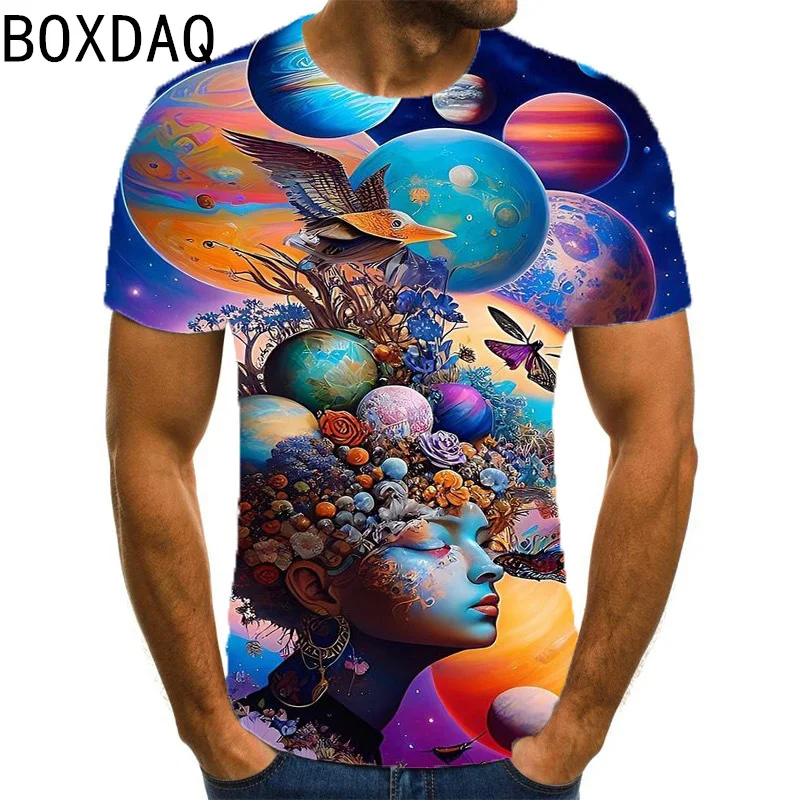 

Plus Size Men Tops 3D Colorful Personality T-Shirt 2024 New Summer Casual Short Sleeve O-Neck Loose Pullover Tops
