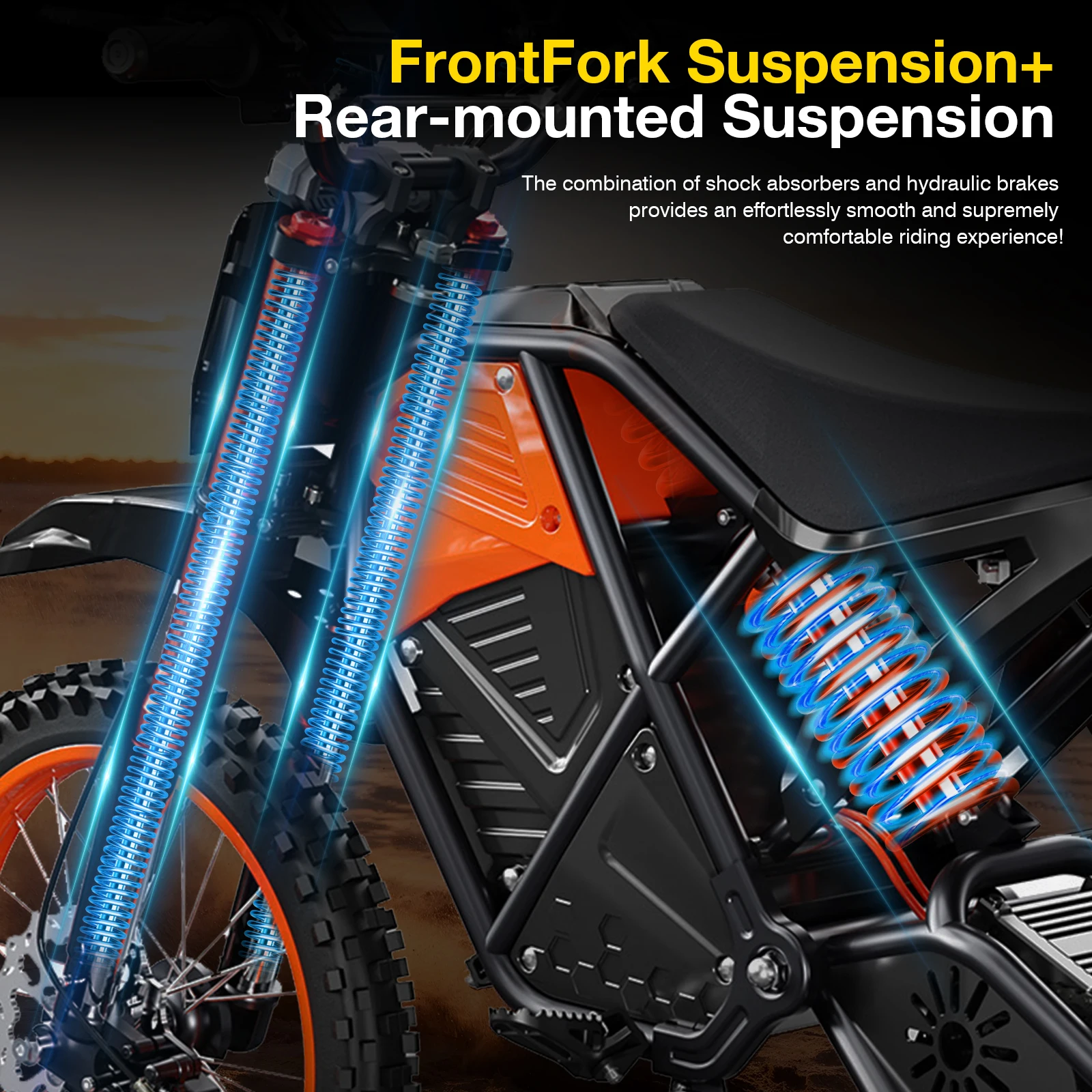 3000W Off Road Electric Motorcycle, 48V22.5AH Lithium Battery, Speed Of 37.5MPH and a Range Of 60 Miles,Adult Electric Dirt Bike