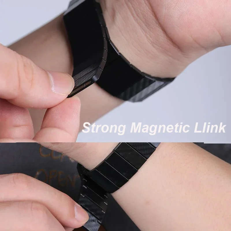 Magnetic Carbon Fiber Bracelet Band, 20mm 22mm Watch Strap