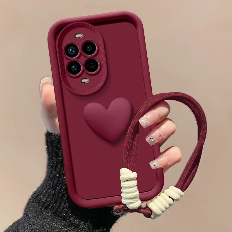 Huawei Nova 14 Series Shockproof 3D Love Heart Hand Strap Case