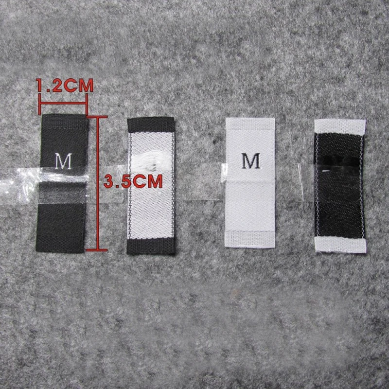 Clothing Labels 100Pcs Clothing Size Label Black Text White Garment Clothes T Shirt Dress Cloth Fabric Label Tag S M L XL 2XL 3XL 4XL 5XL
