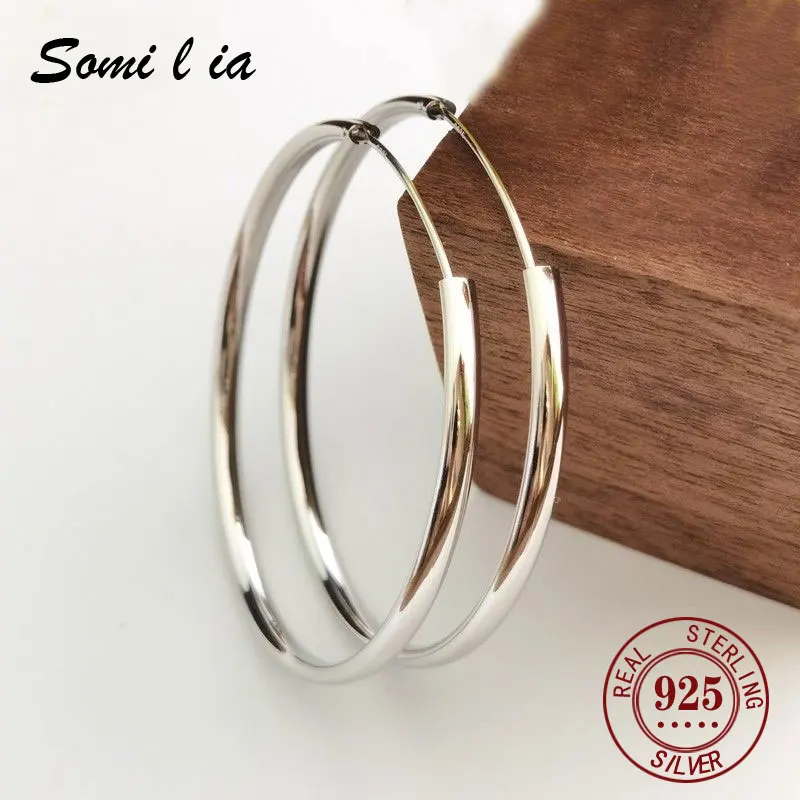 

Somila Fashion S925 Earrings 70mm Diameter Big Hoop Earrings For Women Brincos Jewelry Accessories 3.0MM Cерьги Kольца